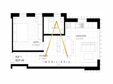 Apartamento T1 no centro da cidade