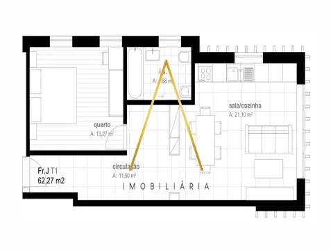 Apartamento T1 no centro da cidade