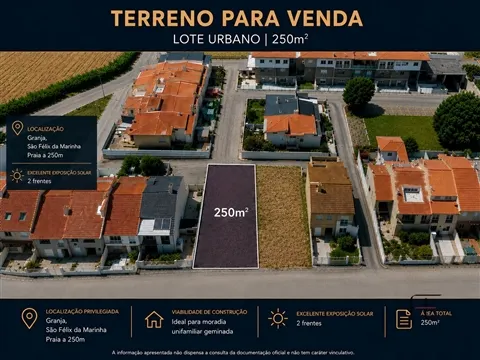 Lote para Construção a 250m da Praia, São Félix da Marinha