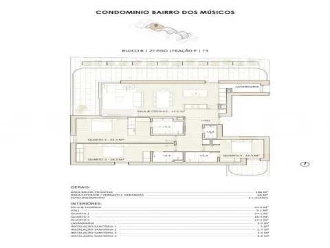 Apartamento T3 com terraço com 68.8 m2, Boavista
