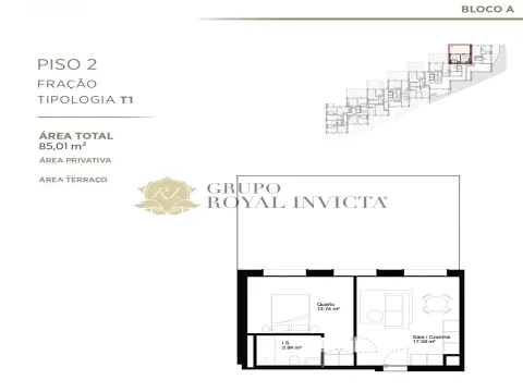 Apartamento T1 de 85 m2 com terraço em Paranhos