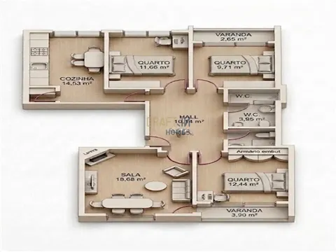 Apartamento de 4 dormitorios en Amoreira